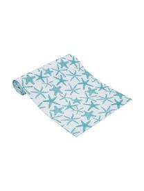 Waterafstotende tafelloper Starbone, dubbelzijdig, Polyester, Wit, blauw, 33 x 178 cm