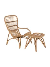 Poltrona da giardino con poggiapiedi in rattan Ella, Rattan, poliestere, Beige, Larg. 66 x Prof. 131 cm