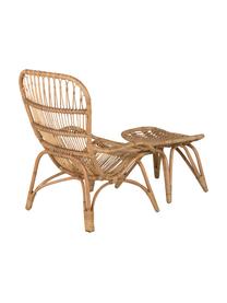 Fotel ogrodowy z rattanu z podnóżkiem Ella, Rattan, poliester, Beżowy, S 66 x G 131 cm