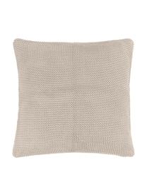 Strick-Kissenhülle Adalyn aus Bio-Baumwolle in Beige, 100% Bio-Baumwolle, GOTS-zertifiziert, Beige, 50 x 50 cm