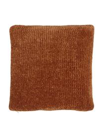 Housse de coussin en chenille douce rouille Beckett, 100 % polyester, Rouille, larg. 45 x long. 45 cm