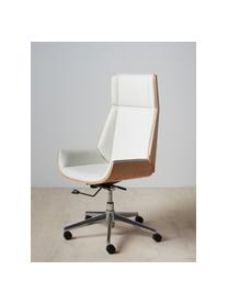 Silla giratoria de oficina Dingo, regulable en altura, Tapizado: cuero sintético (poliuret, Estructura: aglomerado, Patas: metal, Ruedas: plástico, Blanco, beige, An 66 x F 65