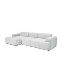 Sofa narożna Melva (4-osobowa), Tapicerka: poliester Dzięki tkaninie, Nogi: lite drewno bukowe, lakie, Jasny szary, S 319 x G 144 cm