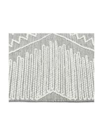 Tapis gris tissé main Karola, Gris, blanc crème