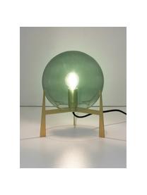 Petite lampe à poser boule en verre teinté Milla, Vert, couleur laitonnée, noir