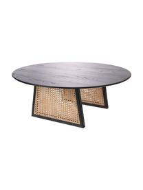 Runder Couchtisch Retro mit Wiener Geflecht, Wiener Geflecht: Rattan, Schwarz, Ø 80 x H 30 cm