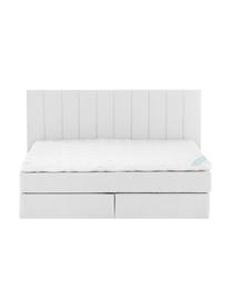 Premium boxspring bed Lacey in lichtgrijs, Matras: 7-zones-pocketverenkern m, Poten: massief gelakt beukenhout, Geweven stof lichtgrijs, 140 x 200 cm