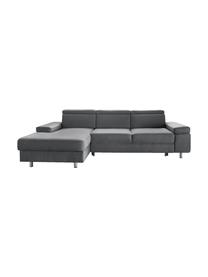 Sofa narożna z funkcją spania Espace, Tapicerka: 100% aksamit poliestrowy, Nogi: metal lakierowany, Szary, matowy, S 257 x G 182 cm