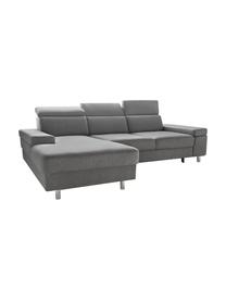 Sofa narożna z funkcją spania Espace, Tapicerka: 100% aksamit poliestrowy, Nogi: metal lakierowany, Szary, matowy, S 257 x G 182 cm