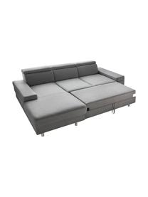 Sofa narożna z funkcją spania Espace, Tapicerka: 100% aksamit poliestrowy, Nogi: metal lakierowany, Szary, matowy, S 257 x G 182 cm