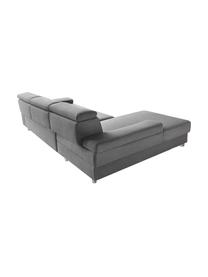 Sofa narożna z funkcją spania Espace, Tapicerka: 100% aksamit poliestrowy, Nogi: metal lakierowany, Szary, matowy, S 257 x G 182 cm