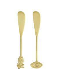 Set 2 coltelli burro dorati in ottone Bali, Ottone verniciato a polvere, Dorato, Lung. 15 cm