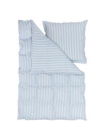Pruhovaná posteľná bielizeň z bavlneného perkálu Yuliya, Modrá, biela, 200 x 200 cm + 2 vankúše 80 x 80 cm