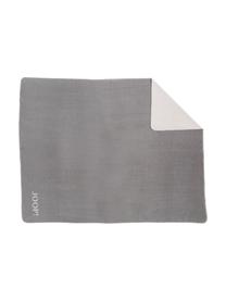 Plaid doux en polaire gris Uni Doubleface, 58 % coton, 35 % polyacrylique, 7% polyester, Gris, blanc, larg. 150 x long. 200 cm