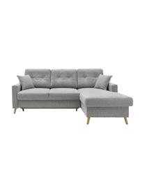 Sofa narożna z funkcją spania i miejscem do przechowywania Sweden, Tapicerka: poliester, Nogi: drewno naturalne, Jasny szary, S 224 x G 149 cm