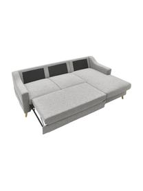 Sofa narożna z funkcją spania i miejscem do przechowywania Sweden, Tapicerka: poliester, Nogi: drewno naturalne, Jasny szary, S 224 x G 149 cm