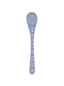 Set de cucharas artesanales Nippon, 4 uds., Porcelana, Azul, blanco, L 13 cm