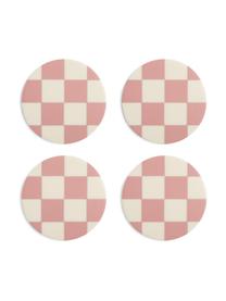 Sottobicchiere rosa Check 4 pz, Poliresina, Rosa, bianco crema, Ø 10 cm