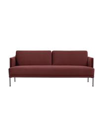 Sofa z aksamitu  z metalowymi nogami Fluente (3-osobowa), Tapicerka: aksamit (wysokiej jakości, Nogi: metal malowany proszkowo, Rdzawoczerwony, S 196 x G 85 cm