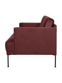 Fluwelen bank Fluente (3-zits) in roodbruin met metalen poten, Bekleding: fluweel (hoogwaardig poly, Frame: massief grenenhout, Poten: gepoedercoat metaal, Fluweel roodbruin, B 196 x D 85 cm