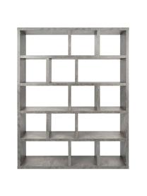 Libreria grande effetto cemento Portlyn, Rivestimento: fibra a media densità, Superficie: strato melaminico, Grigio, Larg. 150 x Alt. 198 cm