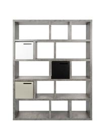 Libreria grande effetto cemento Portlyn, Rivestimento: fibra a media densità, Superficie: strato melaminico, Grigio, Larg. 150 x Alt. 198 cm