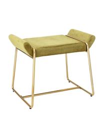 Tabouret en velours Megan en vert, Vert, couleur laitonnée, larg. 60 x haut. 50 cm