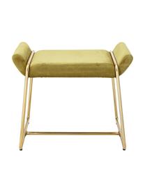 Tabouret en velours Megan en vert, Vert, couleur laitonnée, larg. 60 x haut. 50 cm