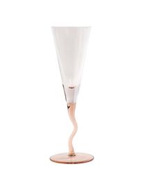 Kristallen champagneglazen Curly, 2 stuks, Glas, Roze, transaparant, Ø 7 x H 22 cm, 100 ml