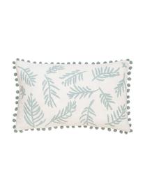 Housse de coussin rectangulaire pur coton Jungle, Blanc, bleu