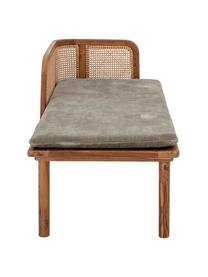 Lit de repos en bois de teck Felucca, Velours vert olive, bois de teck, larg. 69 x long. 153 cm