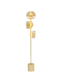 Vloerlamp Mariposa van glas en metaal, Lampenkap: glas, Lampvoet: gecoat staal, Goudkleurig, Ø 25 x H 160 cm