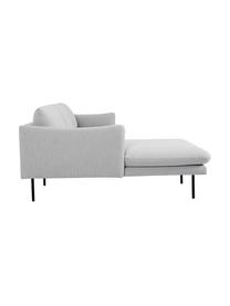 Sofa narożna Moby, Tapicerka: poliester Dzięki tkaninie, Tapicerka: pianka na zawieszeniu spr, Stelaż: lite drewno sosnowe z cer, Nogi: metal malowany proszkowo, Jasnoszara tkanina, S 280 x G 160 cm, lewostronna
