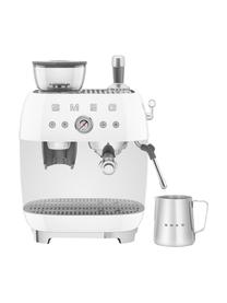 Kaffeemaschine 50's Style mit Siebträger, Aluminium-Druckguss, Edelstahl, Kunststoff, Weiß, B 45 x H 50 cm