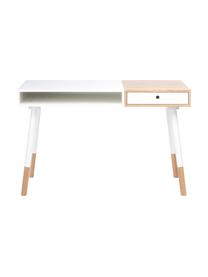 Pracovný stôl v škandinávskom štýle Sonnenblick, Dubové drevo, biela, Š 120 x H 60 cm