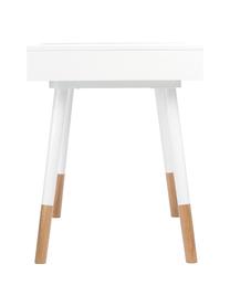 Bureau style scandinave Sonnenblick, Bois de chêne, blanc, larg. 120 x prof. 60 cm