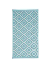 Tapis d'extérieur ethnique Miami, 86 % polypropylène, 14 % polyester, Blanc, turquoise, larg. 120 x long. 170 cm (taille S)