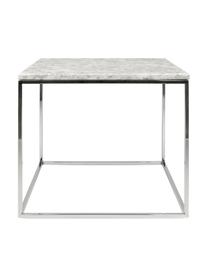 Marmor-Beistelltisch Gleam, Tischplatte: Marmor, Gestell: Stahl, verchromt, Tischplatte: Weiss, marmoriert<br>Gestell: Chrom, 50 x 45 cm