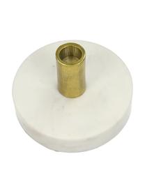 Marmor-Kerzenhalter Linda, Fuß: Marmor, Kerzenhalter: Aluminium, beschichtet, Weiß, Messingfarben, Ø 13 x H 8 cm