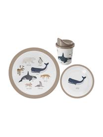 Geschirr-Set Arctic Animals, 3-tlg., Melamin, Kunststoff, Mehrfarbig, Sondergrößen