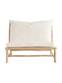 Sillón grande de bambú Bamslow, Estructura: madera de bambú, Funda: 100% algodón, Blanco, marrón, An 100 x F 87 cm