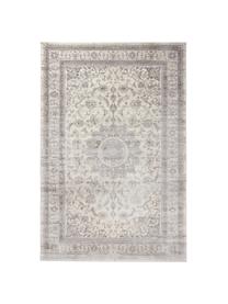 Tapis gris vintage en viscose Tortona, Gris argent, couleur crème