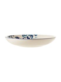 Assiette creuse artisanale céramique Ikat, 6 pièces, Céramique, Blanc, bleu, Ø 23 cm