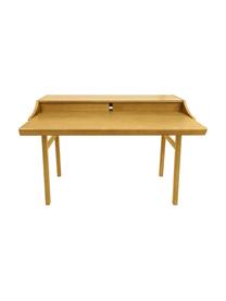 Uitschuifbare bureau Carteret, 115 x 44 - 68 cm, Poten: massief eikenhout, FSC®-g, Tafelblad: spaanplaat met eikenhoutf, Lichtbruin, B 115 x H 84 cm