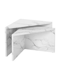 Salontafelset Vilma in marmerlook, 2-delig, MDF bedekt met gelakt papier, Wit, gemarmerd, Set met verschillende formaten