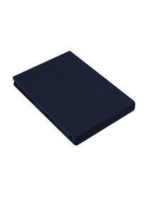 Lenzuolo con angoli boxspring in raso di cotone Comfort, Blu scuro, Larg. 90 x Lung. 200 cm