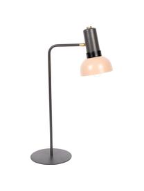 Grote bureaulamp Charlie, Lampenkap: gecoat metaal, Lampvoet: gecoat metaal, Grijs, roze, 21 x 63 cm