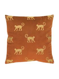 Housse de coussin en velours brodé Legong, 100 % velours de polyester, Orange, couleur dorée, larg. 40 x long. 40 cm