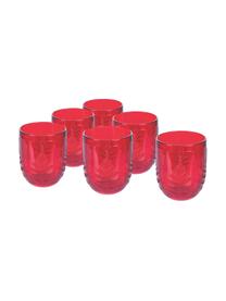 Vasos con relieves navideños Aspen, 6 uds., Vidrio, Rojo, Ø 8 x Al 10 cm, 250 ml