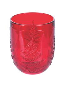 Vasos con relieves navideños Aspen, 6 uds., Vidrio, Rojo, Ø 8 x Al 10 cm, 250 ml